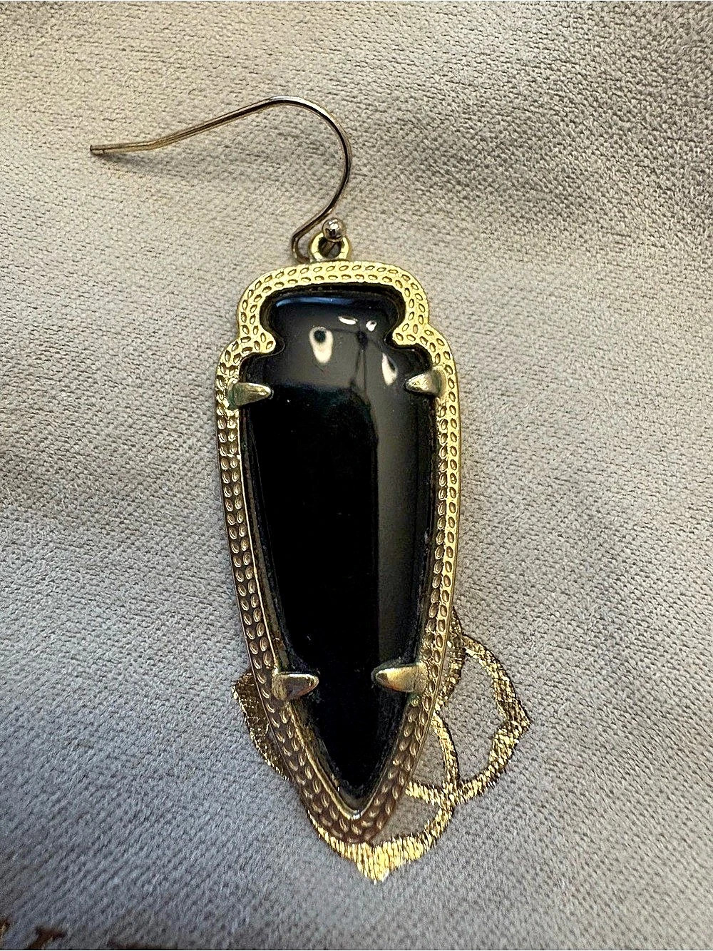 SINGLE EARRING Kendra Scott Skylar Black Opaque Glass Gold REPLACEMENT - Picture 2 of 3